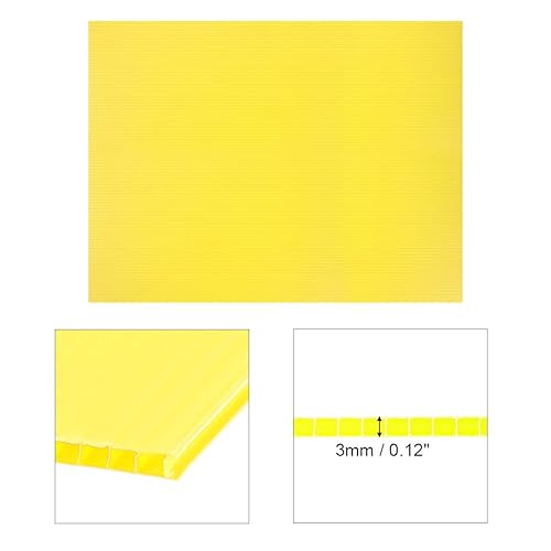 Miniatura 3 de uxcell Hojas de plástico corrugado, letreros amarillos en blanco de 0.118 pulgadas para patio, 12 x 16 pulgadas, tablero impermeable en blanco, 5
