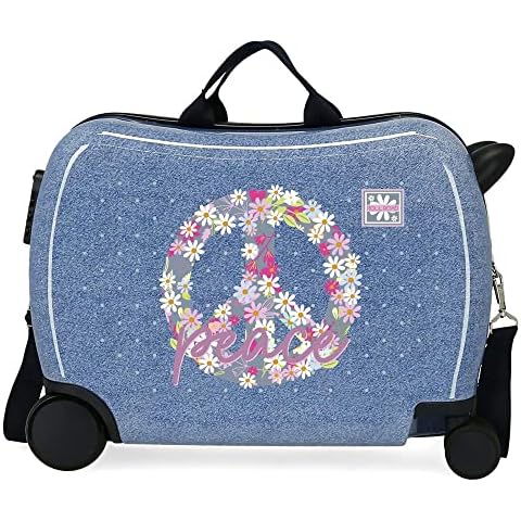 Valise Enfant ROLL ROAD Peace Bleu Cover