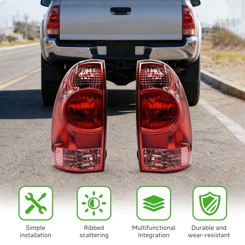 Image of munirater Tail Lights Assembly Rear Brake Lamps Replacement for T-acoma 2005-2015 Pickup Taillights Left and Right Side (Halogen Red)
