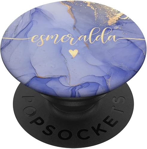 Esmeralda - PopSockets con inicial e letra E, lindo color morado personalizado PopSockets intercambiables PopGrip