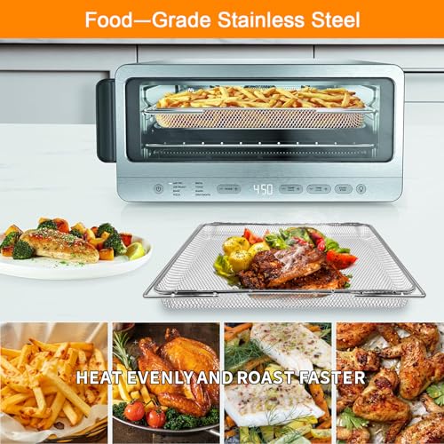 Image of Air fryer Replacement Parts for Ninja Flip Toaster Oven & Air Fryer SP151, 13.8''x 10.6'' Food Grade Stainless Steel Air Fryer Accessories Basket Grill Rack, Dishwasher Safe