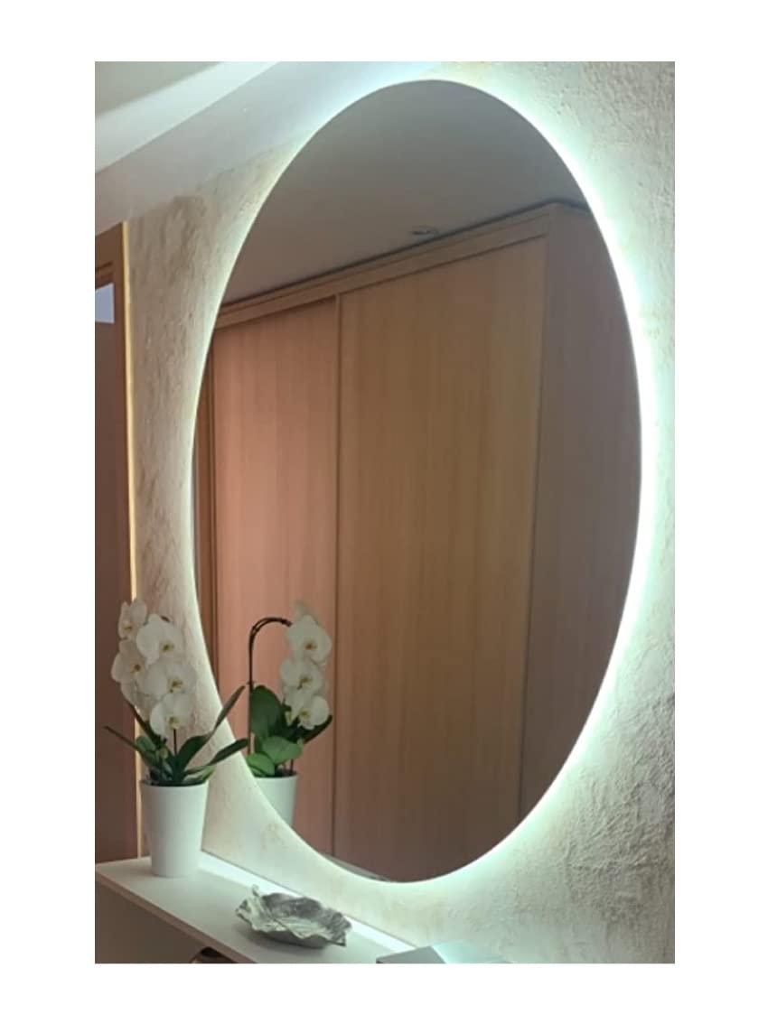 CustomGlass Espejo de Baño con iluminación Led Redondo Varias Medidas con Forma Circular Pared (Redondo 80 cm)