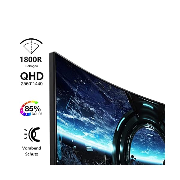 KOORUI Monitor para Juegos 27 Pulgadas, Pantalla de Superficie 1800R 2560X1440 (QHD), 144HZ 1ms Mornitor, DCI-P3 85%, Bisel Ultrafino, inclinación Ajustable, Compatible con HDMI/DP - Image 4