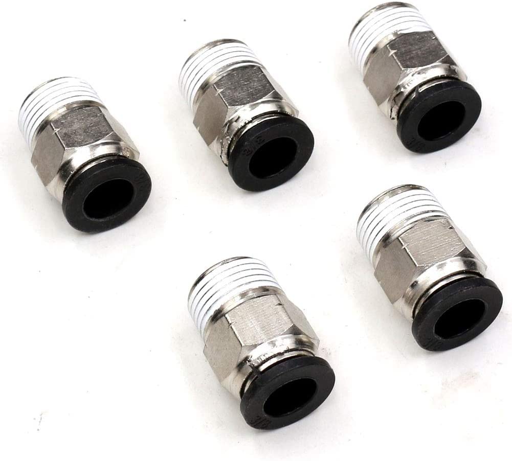 1/2 Push to Connect Fittings Air Fittings,CEKER 3/8 od x 1/2" NPT Male Thread Air Lines Quick Connect Fittings Pneumatic Fitting 1/2 Tubing Fitting Push in Connector Air Hose Fittings 5Packs — view 4