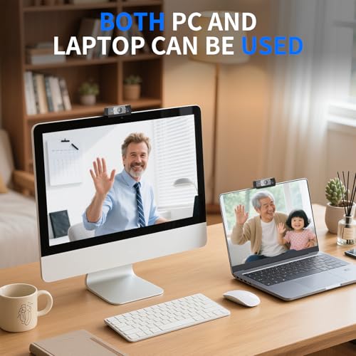 Image of 4K Webcam with Microphone, 24MP Ultra HD Web Cam for Desktop Computer, Streaming Camera for PC with Auto Light Correction & Wide Angle, Plug and Play USB Computer Camera for Laptop /Mac /Zoom /Teams