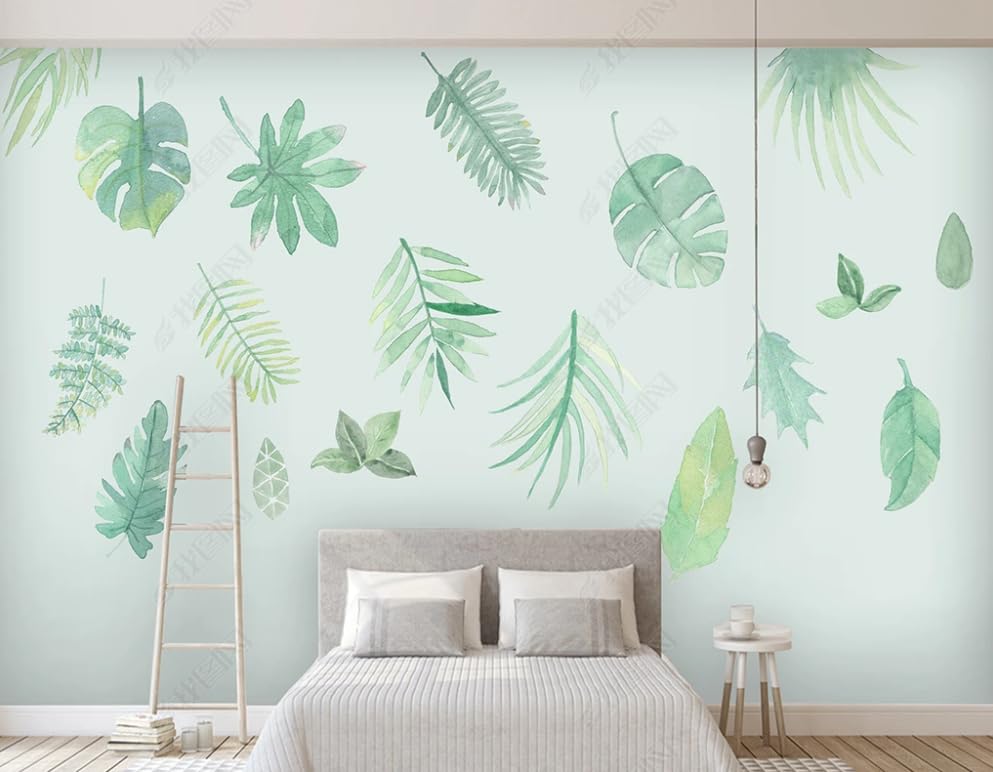 Papier peint intissé feuilles dessinées main pour une chambre parentale apaisante