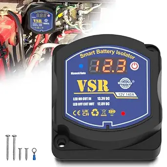 Dual Battery Isolator 12V 140amp, Voltage Sensitive Relay VSR, Smart Battery Isolator for UTV, Marine, Car, RV, Boat, Truck, Trailer, ATV, Camper, Moto