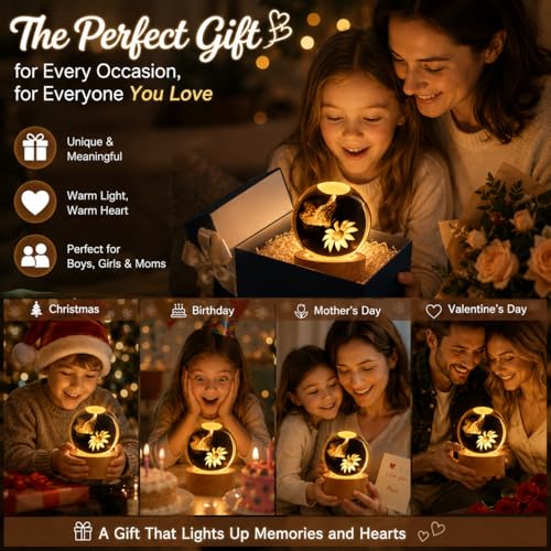Image of Large 3D Butterfly Crystal Ball Night Light, 16 Color Changing with Remote for Bedroom Decor, Ideal Gift for Girlfriend for Teens Boys and Girls, Butterfly