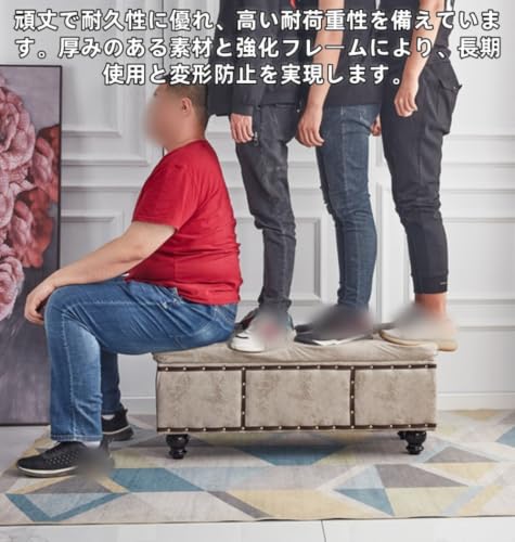 Lopresモダン オットマン 贅沢な 収納スツール 靴交換スツール ベンチソファ ソファ収納 フットスツール 北欧 おしゃれ 大容量 収納ボックス 足置き 踏み台 ストレージチェア おもちゃ箱 省スペース リビング用 玄関用 (120*40*45cm,ダークグレー) [並行輸入品] [5]