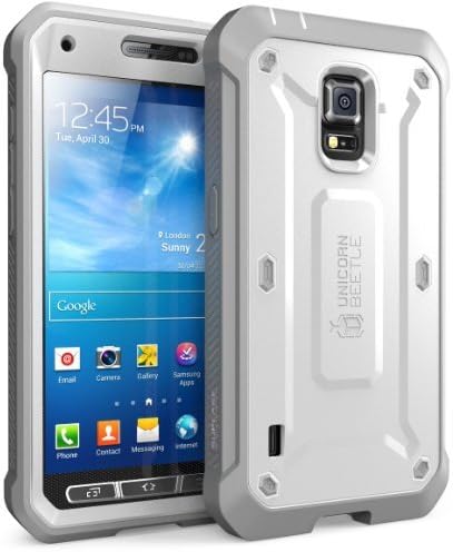 Galaxy S5 Case, SUPCASE [Heavy Duty] [Unicorn Beetle Pro Series] Full-body Rugged Case with Built-In Screen Protector for Samsung Galaxy S5 Case, Dual Layer Design Impact Resistant Bumper (White/Gray)