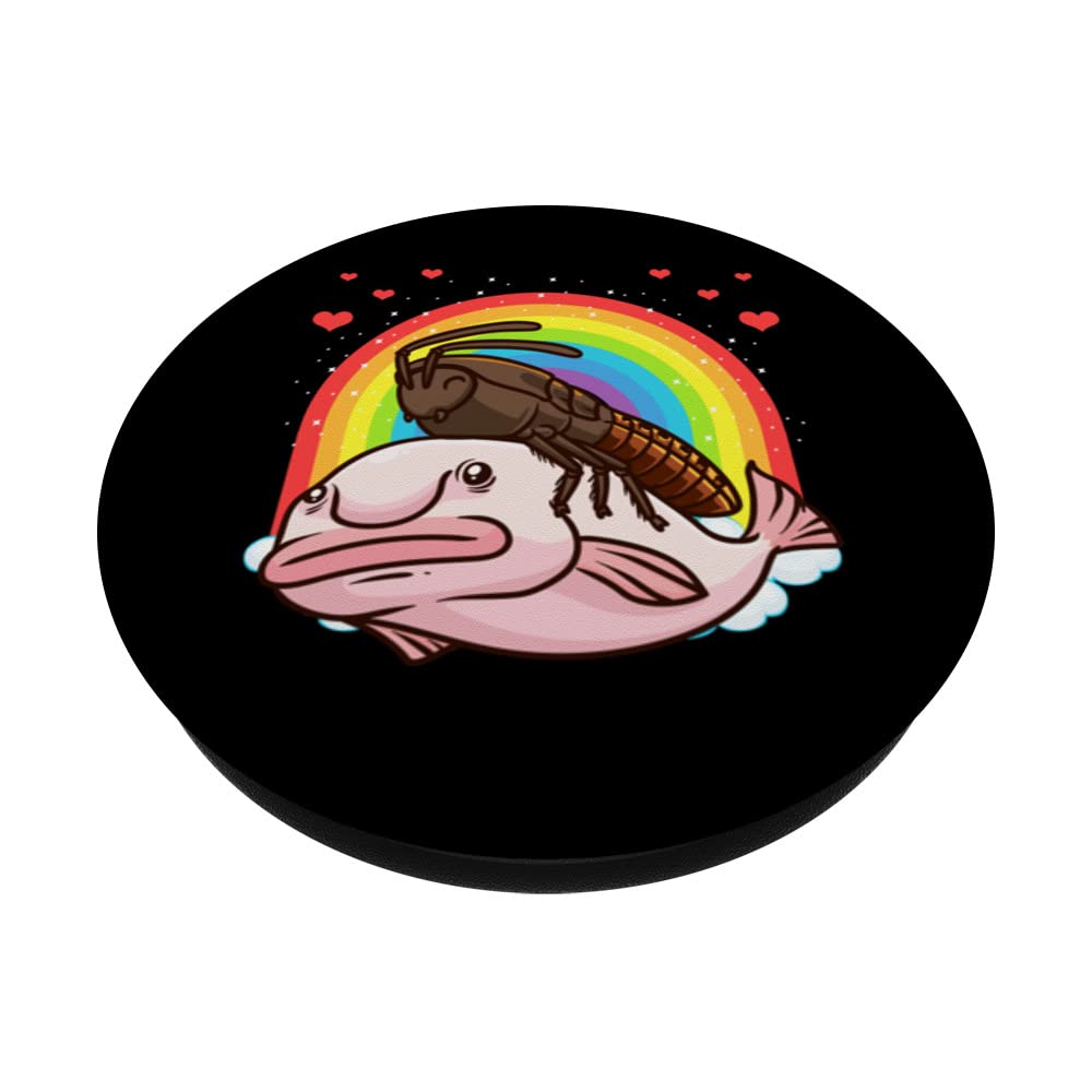 Madagascar Hissing Cockroach And Blobfish Insect Lover PopSockets Swappable PopGrip, Black - Image 2