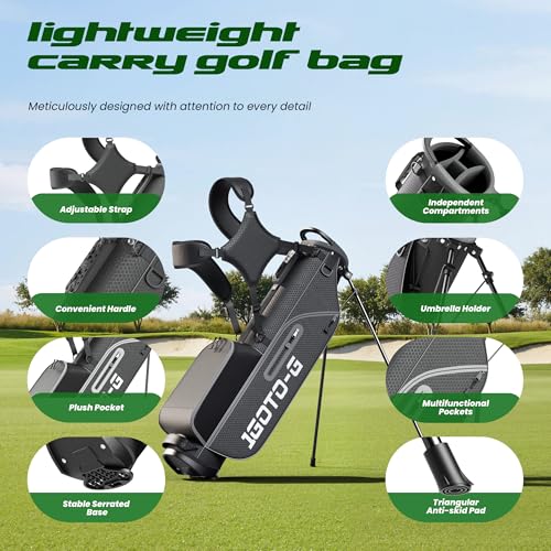 Image of 7 Pieces Golf Clubs Set for Men - Complete Mens Golf Clubs Full Set Left Handed Includes Stand Bag with Rain Hood, 1# Driver, 5# Hybrid, 7# PW# Irons and Putter