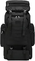 Mochila Cargueira Camping Impermeável 80litros Travessia Trilha Preta Desenho do tecido Liso Qualidade Premium para sua Viagem