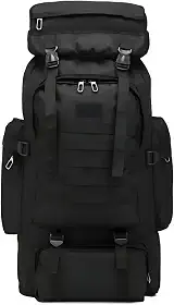 Mochila Cargueira Camping Impermeável 80litros Travessia Trilha Preta Desenho do tecido Liso Qualidade Premium para sua Viagem
