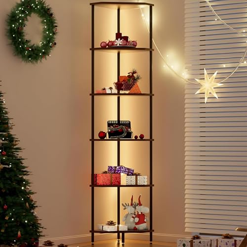 Catálogo para Comprar On-line Estantes esquineros los más recomendados. 44 UIOERGF Estante Esquinero de 6 Niveles con Luz LED, librero esquinerode 1.6m de Alto, Fuerte y Duradero, para esquinero para Sala, Esquina de Pared, Dormitorio, Oficina, Cocina,...