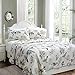 Brandream American Country Comforter Sets, Birds Printing Queen Quilt Set, Beige 3Pcs