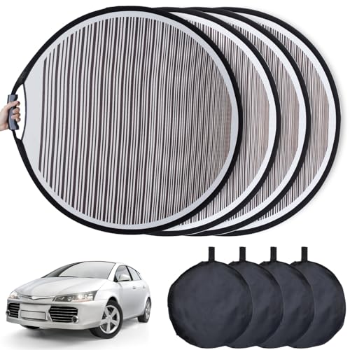 Homaisson 4 PCS Car Dent Detection Boards, Striped Light Reflector Board with Storage Bag, Flexible Foldable Dent Panel for Vehicle Door Scratch, Hail Damage