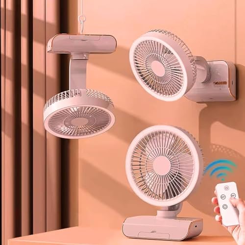 Image of 4000mAh High Speed ๐๐๐๐ก๐๐ซ๐ ๐๐๐๐ฅ๐ Table Fan for Home, ๐๐ฌ๐๐ข๐ฅ๐ฅ๐๐ญ๐ข๐ง๐ ๐๐๐ง with ๐๐๐ ๐๐ข๐ ๐ก๐ญ | ๐๐๐ ๐๐๐ซ๐ฌ๐จ๐ง๐๐ฅ Fan, ๐ ๐๐ฉ๐๐๐ (F1 - Pink)
