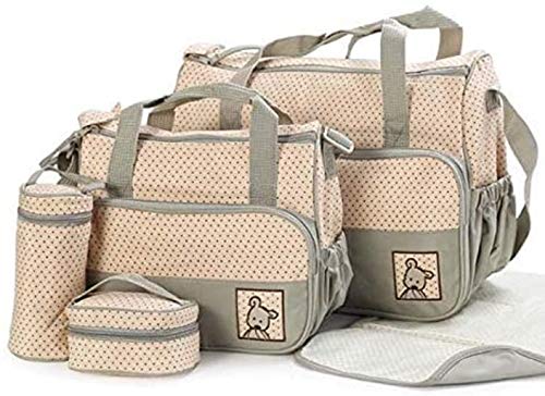 SIERRA una Borsa Grande, una Borsa Media, un Contenitore per la Pappa, un Portabiberon ed un Fasciatoio, Ottimo Set per Portare Sempre con se Tutto il Necessario per il Bebè, Ottima Organizzazione.