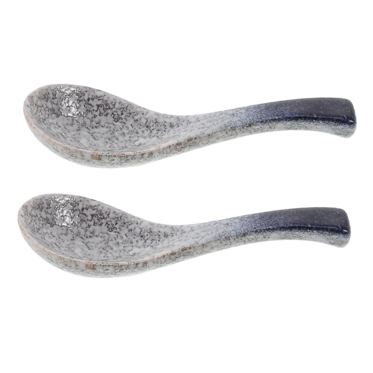 Cabilock 2Pcs Vintage Ceramic Soup Spoons Japanese Style Porcelain Ladles for Ramen Rice and Tea Tableware with Comfortable Grip for Everyday Dining and Special