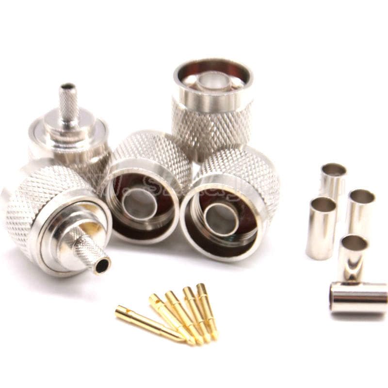 10pcs N Type RF Connector 50-3 N-Type Male Connector Crimp for RG58 RG142 RG400 LMR195 Cable