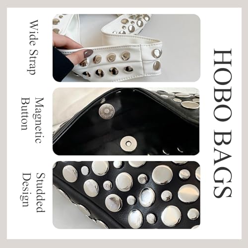 Studded Y2K Purses for Women Punk PU Leather Shoulder Hobo Bags Trendy Underarm Tote Handbags3