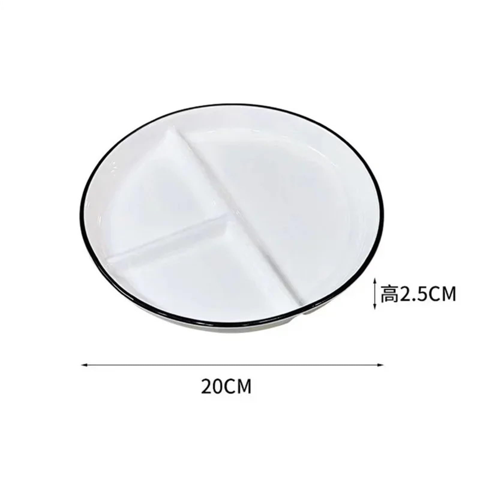 Assiette Porcelaine Assiette à dîner en céramique, assiette à trois compartiments, assiette de petit-déjeuner familiale for 1 personne, assiette à séparation quantitative réduisant les graisses(8 inch
