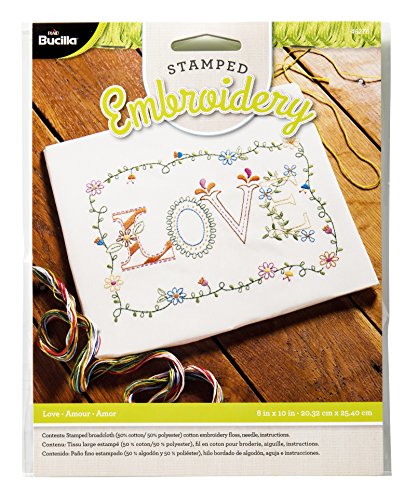 Bucilla Stamped Embroidery Kit, 8 by 10-Inch, Love on Broadcloth