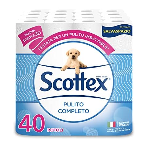 Scottex Clean Toilet Paper Complete Space-Saving, Pack of 40 Rolls Cover