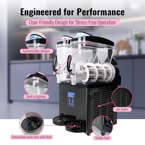 FSKEKU Commercial Slushy Machine, 30L (Dual 15L Tanks), Stainless Steel - Margarita Frozen Drink/Maker for Restaurants, Bars, Cafes — view 6