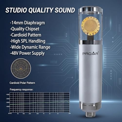 Image of Studio Microphone, Professional Cardioid XLR Condenser Recording Mic Voice Over Kit with Desktop Stand for Music, Singing, Podcasting, and Vocal Streaming