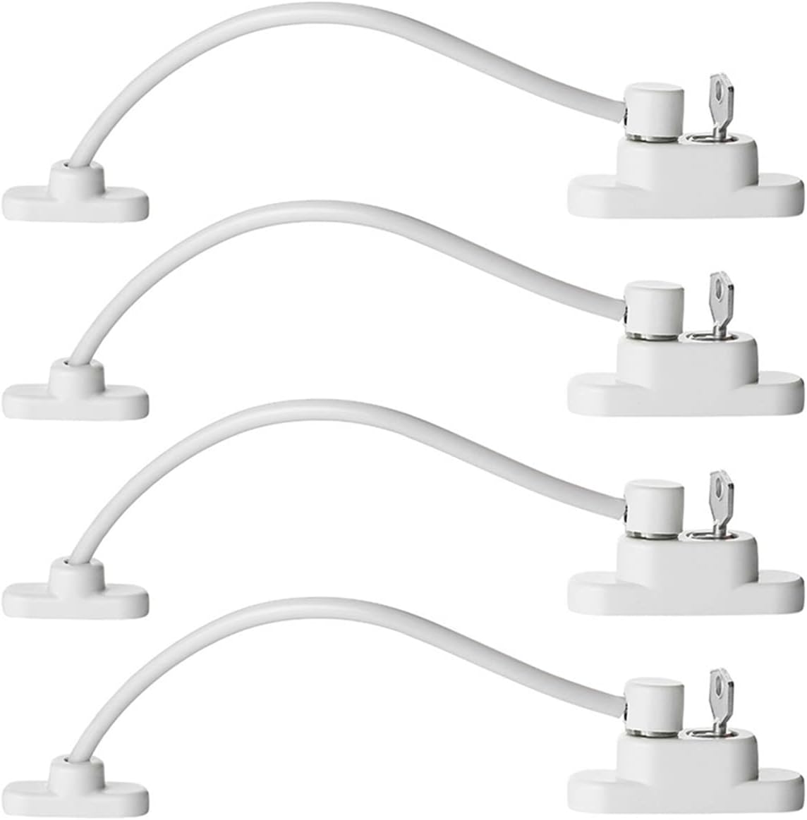 4PCS Window Restrictor Locks for Kids Baby Security Window Locks with Key for UPVC 20cm Cable Length Window Locks for Child Safety Door Window Opening Limiter Restrictor for Home School Public