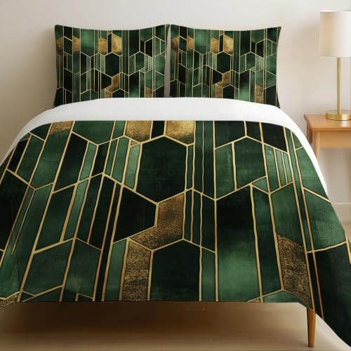 Housse de couette géométrique 140x200 cm avec taies en microfibre - 2