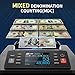 PONNOR N70 Mixed Denomination Money Counter Machine, Value Counting, Cash Counter with Three Displays, UV/MG/IR/MT Counterfeit Detection for Money Counting, Printer Enabled Bill Counter for Business