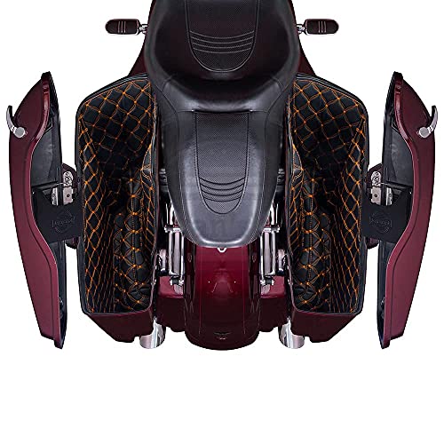 Advanblack Saddlebag Liners Carpet Insert Fits For 2014-2022 H-D Touring Road King Electra Road Street Glide Ultra Classic Hard Saddlebags (Orange, Avanblack 4.5" Stretched Saddlebags) #TOP6