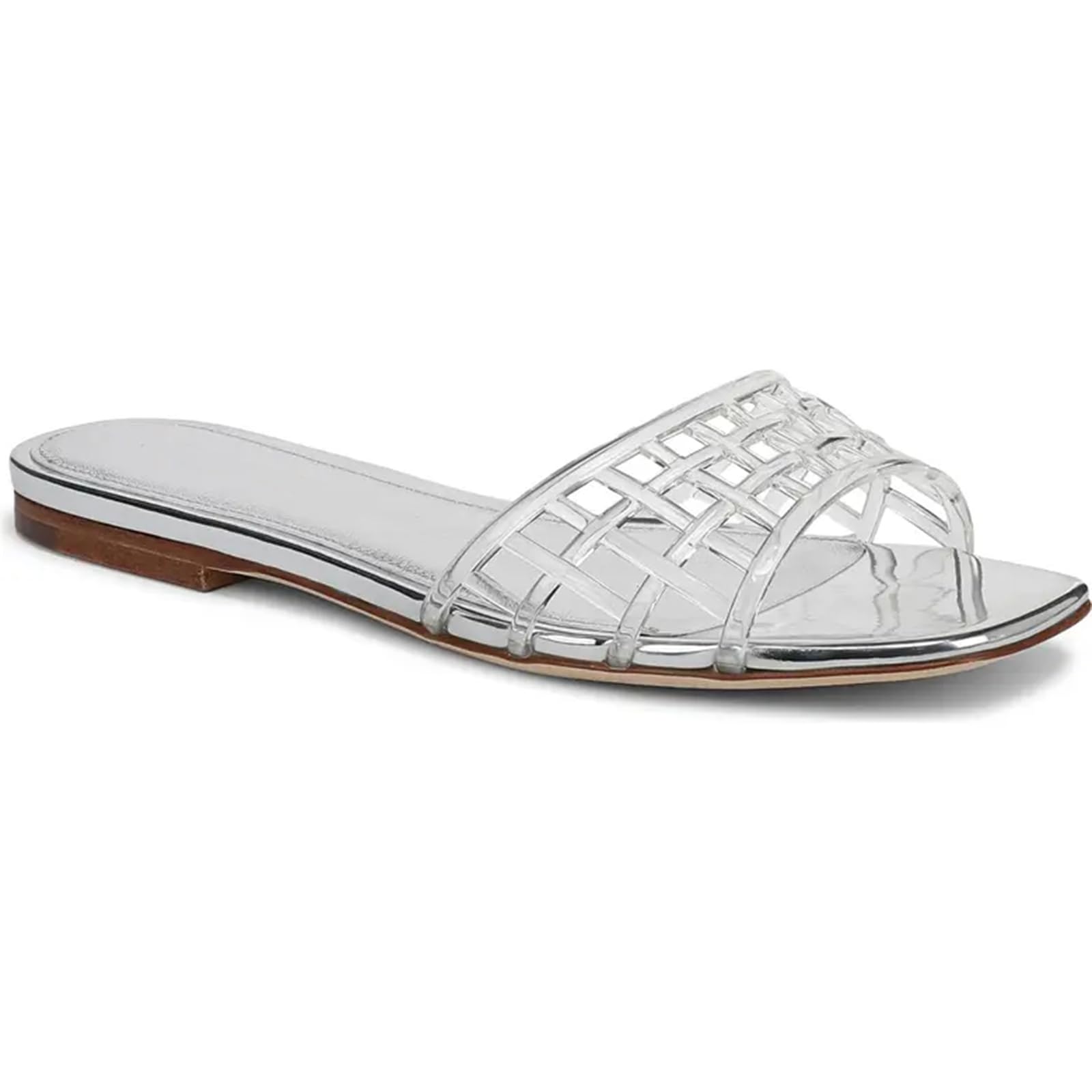 RJYLP Jelly Slides Sandals for Women Clear Hollow Slip on Mesh Jelly Flats Sandals Summer Beach Slides Shoes