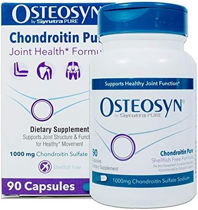 OSTEOSYN® by Synutra Pure CHONDROITIN Pure, Pharma-Grade No Sugar Shellfish Free Joint Health* Formula, 45-Day Servings in 90 Capsules, 2-Capsule Serving Cost is $1.40