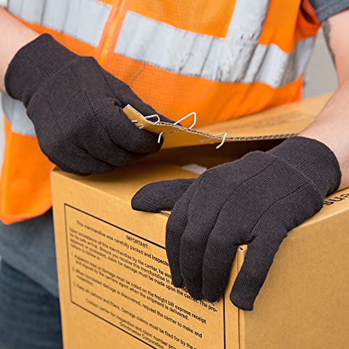 Apq Red Fleece Lined Brown Jersey Gloves 9.5”, Polyester/Cotton Work Gloves 12 Pack, Breathable Gunn Pattern Jersey Garden Gloves 6 Pairs, Washable And Reusable 16 Oz Mechanic Gloves For Men And Women #TOP6