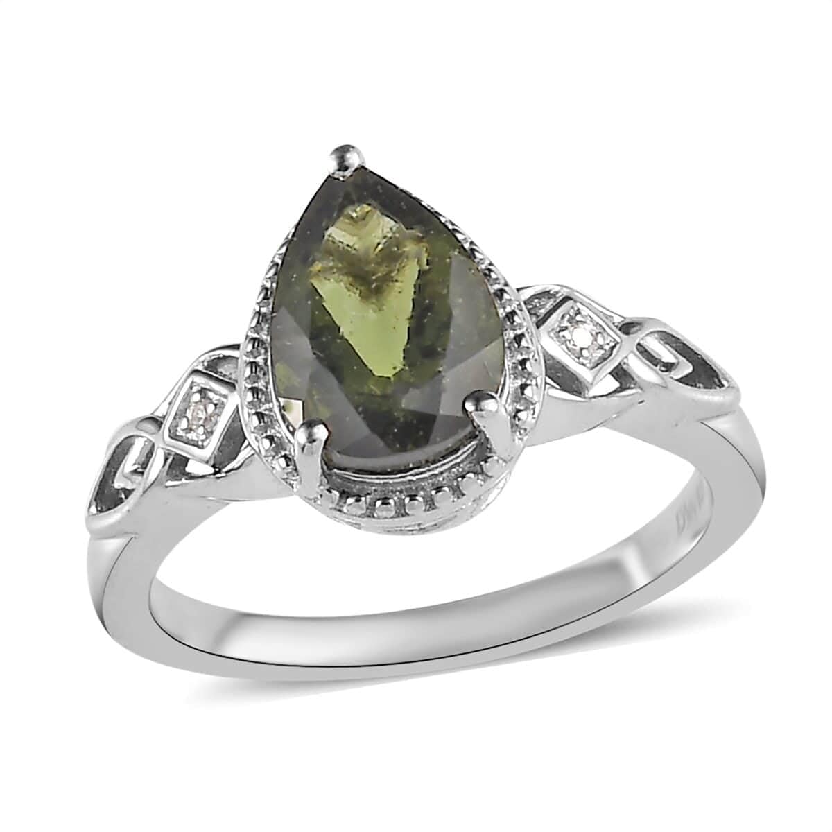 SHOP LC Ct Moldavite Ring for Women Jewelry Engagement Anniversary  Wedding Promise 925 Sterling Silver Platinum Plated Zircon Statement Size 10