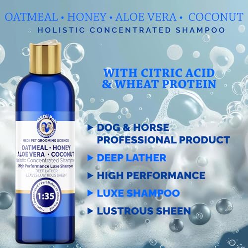 Image of Oatmeal Aloe Honey Coconut Dog Shampoo - Soothing Relief for Itchy Skin, Allergy Support, Rejuvenates Fur- Gentle Formula for All Breeds 16oz SUPER Concentrate Makes 4 gallons.Dogs Earthbath