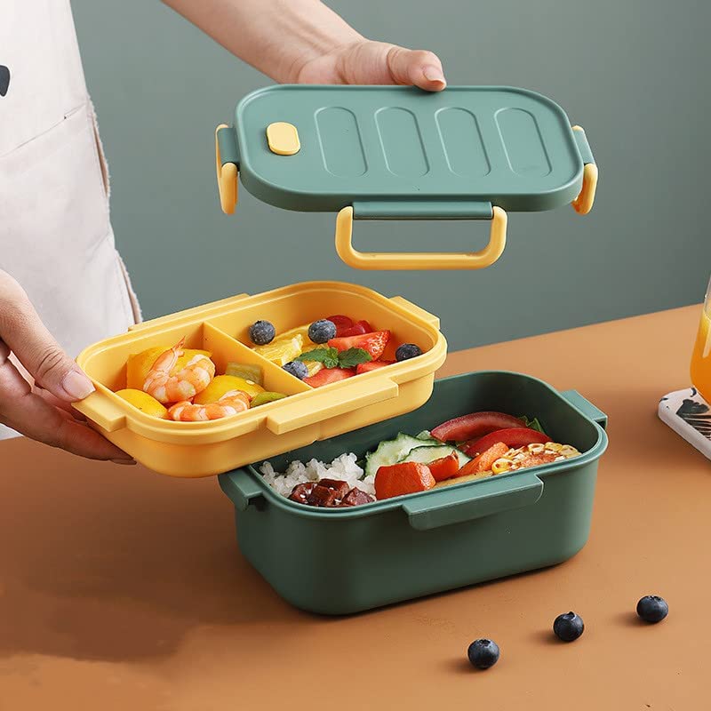 Image of Lunch Box Thermal Insulation Double Layer Lunch Boxes Reusable Freezer Safe 2 Layer Portion Snack Containers for Adults and Kids (Pack of 1) (Multi Color) (Tora Tora Lunch Box)
