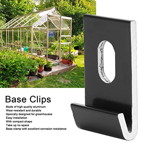 10Pcs Base Clips, Greenhouse Attaches Aluminium Fixings Hooks for Greenhouse (Black) - Image 2