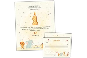 Baby Time Capsule Cards with 8x10 Sign - 50 Hilarious Predictions and Advice Cards