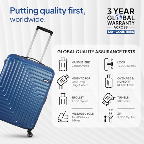 Image of American Tourister Ivy NXT|Large Size Check-in Spinner Trolley Bag (79 cm)|360 4 Wheel Travel Luggage|Hard Case Polycarbonate (PC) Suitcase|Mounted TSA Lock|Blue