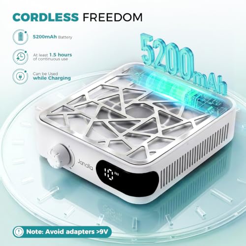 Image of Janolia Nail Dust Collector, Cordless 6000RPM Nail Vacuum, 10-Speed Adjustable Nail Dust Extractor Machine with 30Pcs Filter Papers for Salon & Home