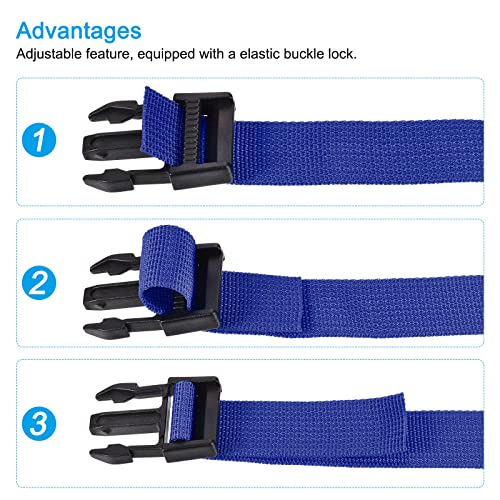 Image of MECCANIXITY Utility Strap with Buckle 1x98 Inch Polyester Quick Release Adjustable Belt for Travel Outdoor Bag Luggage Packing (Blue, Pack of 2)