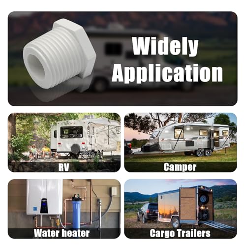 Image of 1 Inch NPT PVC Hot Water Heater Drain Plug, White, 20 Pieces | Plastic PVC Pipe Fittings, End Caps, Hot Tub Drain Plug Fittings, Coupling Adapter