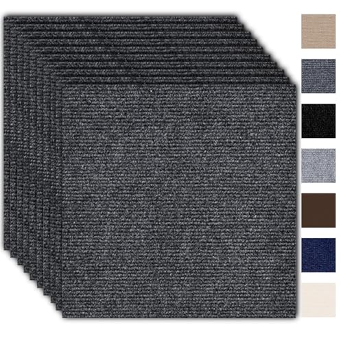 Lot de 10 dalles de moquette autocollantes - 30 x 30 cm - 0,9 m² - Moquette, avec couverture arrière - Revêtement de sol résistant - Pour appartement,...