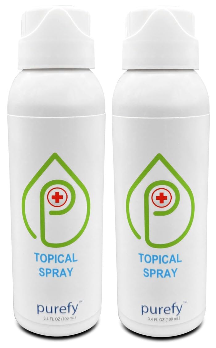 Aerosol tópico (3.4 onzas, 2 unidades) Spray calmante para la piel de la cara y el cuerpo, tecnología Purefypro Dermal HOCL, soporte natural para el cuidado de la piel, enrojecimiento,