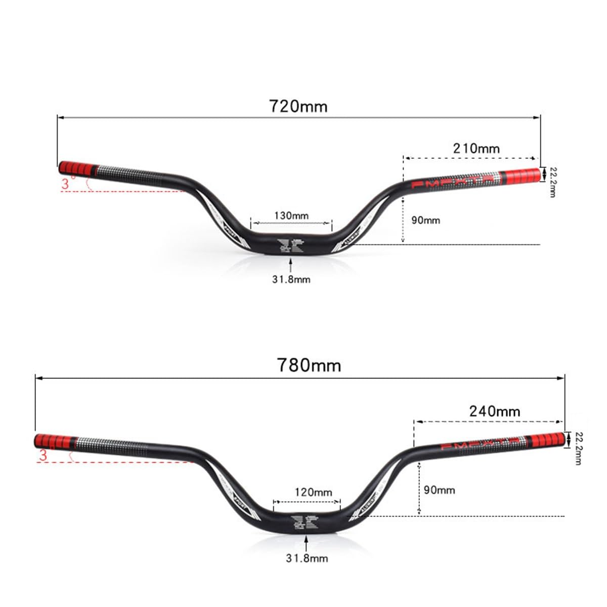 Guidon de vélo Riser Bar Author - 25,4 mm x 600 mm - En aluminium - Noir